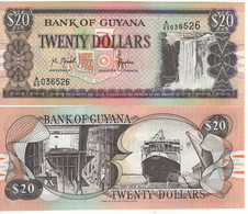 GUYANA   20 Dollars  P30a    UNC   (ND  1996    Kaieteur Waterfalls -  Ship Building On Back ) - Guyana