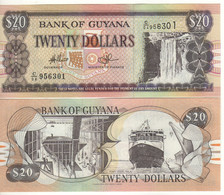 GUYANA   20 Dollars  P30e   UNC   (ND  1996 - 2018    Kaieteur Waterfalls -  Ship Building On Back ) - Guyana