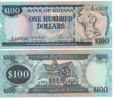 GUYANA   100 Dollars  P31   UNC   (ND  1995 - 2005   Map -  St. Geroge Cathedral On Back ) - Guyana