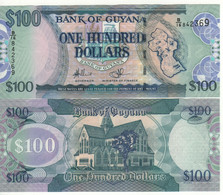 GUYANA   100 Dollars  P36b   UNC   (ND  2005 - 2016   Map -  St. Geroge Cathedral On Back ) - Guyana