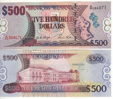 GUYANA   500 Dollars  P34b   UNC   (ND  2000 -    Map - Parliament House On Back ) - Guyana