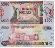 GUYANA   500 Dollars  P37a   UNC   (ND  2011 -  2019   Map - Parliament House On Back ) - Guyana