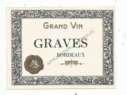 étiquette De Vin,  BORDEAUX , Grand Vin ,  GRAVES - Bordeaux