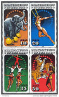 Allemagne Orientale Art N° 2606 ** à 2609 ** Cirque, Circus -> Dompteur - éléphant, Tigres - Trapéziste, équilibristes - Cirque