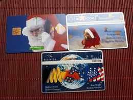 Christmas 3 Phonecards Belgium Used - Navidad