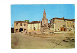 Cpsm - 81 Salvagnac PLACE EGLISE 1973 Panneau Routier Direction Café Hotel MAIRIE Alimentation Voiture 4L - 2 CV RENAULT - Salvagnac