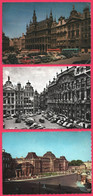 3 Cpsm Dentelée - BRUXELLES - Grand'Place - Palais Royal - Vieilles Voitures - Bus - Autocar - 2 Cv Renault Citroën - Sets And Collections
