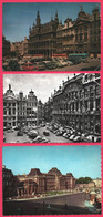 3 Cpsm Dentelée - BRUXELLES - Grand'Place - Palais Royal - Vieilles Voitures - Bus - Autocar - 2 Cv Renault Citroën - Lotti, Serie, Collezioni