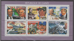 Guinea,  MI Online # 1289-1294,  Issued 1990, S/S Of 6,  MNH,  Cat $ 27.00,  Bush, Pope, Plane, Baseball - Guinea (1958-...)