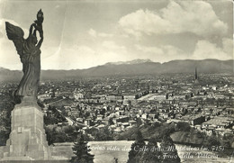 9520"TORINO VISTA DAL COLLE DELLA MADDALENA(m.715) E FARO DELLA VITTORIA" -VERA FOTOGRAFIA-CARTOLINA SPEDITA 1960 - Panoramische Zichten, Meerdere Zichten