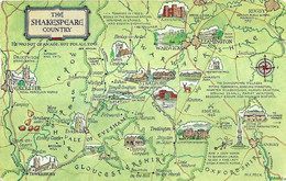 9527"THE SHAKESPEARE COUNTRY" -MAPPA-CARTOLINA NON SPEDITA - Stratford Upon Avon