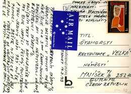 AUSTRALIA 1993 Colour Postcard Of Sydney Bondi Beach To Czech Republic - Cartas