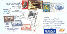 ROUMANIE: RECOMMANDE Pour La FRANCE-ENTIER POSTAL AVION 2008 + COMPLEMENT - Vignette "IMPORT FRANCE A FLASHER" - Briefe U. Dokumente