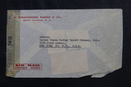 EQUATEUR - Enveloppe Commerciale De Quito Pour New York En 1945 Avec Contrôle Postal, Affranchissement Au Dos - L 73003 - Ecuador