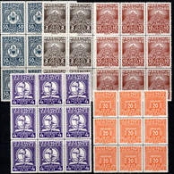 39,ALBANIA,ITALY,REVENUES,5 VERY FINE MNH  BLOCKS OF 9. - Albanië