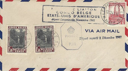 Belgian Congo 1941 Leopoldville Postponed FFC Flight To Brasil Brazil Censored Cover - Briefe U. Dokumente