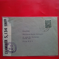 LETTRE ALLEMAGNE BRIT.ZONE POUR PARIS CACHET CENSORSHIP 0348 - Autres & Non Classés