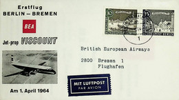 1964 Germany BEA Erstflug / First Flight Berlin - Bremen - Autres & Non Classés