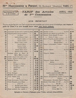 Lettre Commerciale - TARIF - Articles De 1ère COMMUNION - MARCHANDISE & PERSENT - PARIS 1er - 1947 - Sonstige
