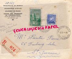 MARCOPHILIE TIMBRE MONACO 50 C-4 F- MINISTERE ETAT FINANCES-OFFICE EMISSIONS TIMBRES POSTES-1942-POINTU  SAINT JUNIEN - Storia Postale