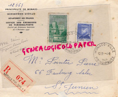 MARCOPHILIE TIMBRE MONACO 50 C-4 F- MINISTERE ETAT FINANCES-OFFICE EMISSIONS TIMBRES POSTES-1942-POINTU  SAINT JUNIEN - Poststempel