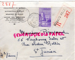 MARCOPHILIE TIMBRE MONACO 4F 50- MINISTERE ETAT FINANCES-OFFICE EMISSIONS TIMBRES POSTES-1943-PERUCAUD  SAINT JUNIEN - Postmarks