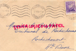 MARCOPHILIE TIMBRE MONACO CONDAMINE 1 F 50- 1943- GREFFIER TRIBUNAL ROCHECHOUART HAUTE VIENNE 87 - Marcophilie