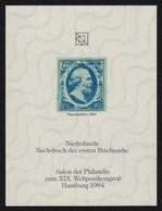 Netherlands 1852 King William Reproduction UPU Congress Salon 1984 GERMANY Hamburg Philatelist Commemorative Sheet Block - Ongebruikt