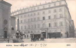 09307 "ROMA - HOTEL MINERVA" ANIMATA, CART. ILL. ORIG. SPED. 1920 - Bar, Alberghi & Ristoranti