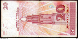 Makedonija,1993,Mazedonien,Macedonia,Macedoine,Pick#10, 20 Denari 1993,as Scan - Macédoine Du Nord