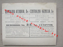 Kingdom Of Yugoslavia / Belgrade, Beograd - Stovarište Konca I Fula, PRICE LIST, CENOVNIK, Thread ( 1927 ) - Pizzi, Merletti E Tessuti