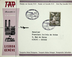 1963. Portugal. 1º Voo TAP/ First Flight Lisboa - Genebra - Munique - Covers & Documents