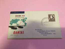 (S 9) Australia - First QANTAS Flight - Posted To San Francisco In USA (1959) - Primeros Vuelos