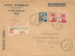 1941- Enveloppe RECC. MONACO-VILLE Affr.  7,50 F Oblit/ Horoplan  MONACO-VILLE - Autres & Non Classés