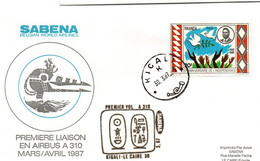 Kigali Le Caire 1987 - Inaugural Flight 1er Vol Erstflug Primo Volo -  SABENA Airbus A 310 - Rwanda Egypte - Hyérogliphe - Other & Unclassified