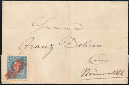 1859 15kr II. Típus Levélen / Type II. On Cover, Piros / Red "GOSPIC" - Neumarktl Certificate: J.P. Bach, M. Eichele (BP - Other & Unclassified