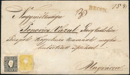 1860 2kr + 3kr Fekete, Ajánlott Levélen, A Hátoldalon További 10kr / 2kr + 3kr Black, On The Front + 10kr On The Backsid - Other & Unclassified