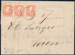 1861 5kr Hármascsík, Festékfoltokkal / Stripes Of 3 With Paint Spots "PETRINIA" - Other & Unclassified