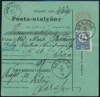 1874 5kr Díjjegyes Postautalvány Réznyomat 10kr Kiegészítéssel / Mi 11 On PS-money Order "BRASSÓ" - Wien - Other & Unclassified