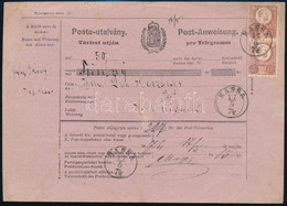 1874 Távirati Postautalvány 2 X Réznyomat 5kr Bérmentesítéssel / 2 X Mi 10 On Telegramm Money Order "KASSA" - Pest - Other & Unclassified