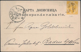 1894 Bosznia Hercegovina Mostar Képeslap 2kr Bélyeggel, Kézi érvénytelenítéssel Badenbe. Korai Kibocsátású Képeslap! / P - Other & Unclassified