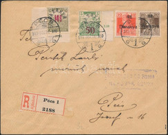 1919 Pécs Helyi Ajánlott Levél 4 Db Bélyeggel Bérmentesítve / Local Registered Cover With 4 Stamps. Signed: Bodor - Other & Unclassified