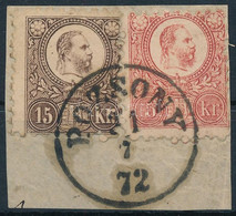 1871 Réznyomat 5kr + 15kr Kivágáson / Mi 10 + 12 On Cutting "POZSONY" - Other & Unclassified