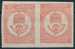 * 1871 Könyvnyomású Hírlapbélyeg Pár, Mindkét Bélyeg Lemezhibás / Mi 14 Pair, Both Stamps With Plate Flaw - Other & Unclassified