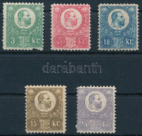 * 1883 Újnyomat / Reprints 3kr (sérült / Demaged), 5kr, 10kr, 15kr, 25kr (51.500) - Other & Unclassified