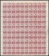 (*) Baranya I. 1919 Arató 3f Hajtott 100-as ív, Antikva Számokkal (30.000) / Mi 55 Folded Complete Sheet. Signed: Bodor - Other & Unclassified