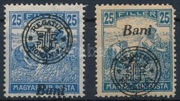 * 1919 Arató 25f Elcsúszott Felülnyomással, Bani Felirat Alul + Támpéldány / Mi 34 II. With Shifted Overprint. Signed: B - Otros & Sin Clasificación