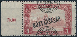 ** 1919 Parlament/Köztársaság 1K Elcsúszott Felülnyomással / Mi 58 II. With Shifted Overprint. Signed: Bodor - Otros & Sin Clasificación