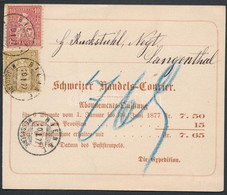 1877 Mi 29a, 30 Levelezőlapon / On Postcard "BIENNE" - Langenthal - Other & Unclassified