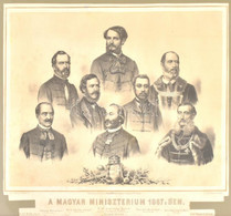 Magyar Miniszterium 1867-ben. Kőre Rajzolta Kazler V. Nyomda és Kiadó Tulajdonos Gerhart Henrik, Bécs. É.n. (1867 Körül) - Estampas & Grabados